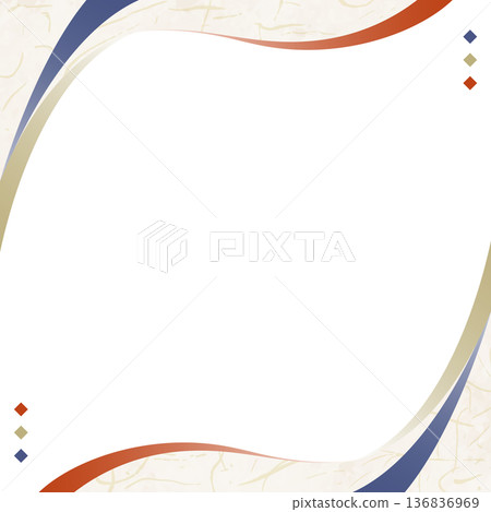 弧形設計邊框，日式風格，日式紙張風格，背景，方形尺寸 136836969