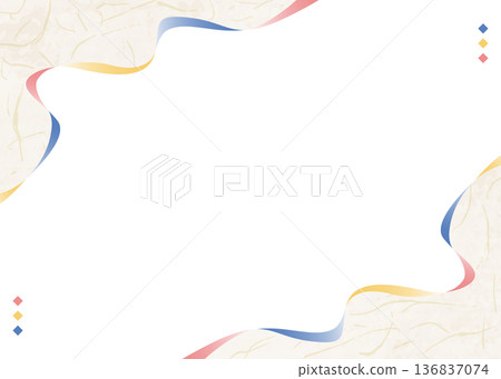 弧形設計畫框，日式風格，日式紙張風格，背景 136837074