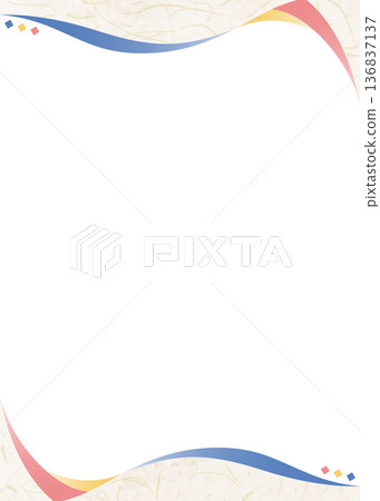 弧形設計邊框，日式風格，日式紙張風格，背景，垂直螢幕 136837137
