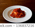 Tagliatelle with bolognese on the table background 136837216