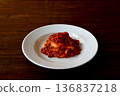 Tagliatelle with bolognese on the table background 136837218