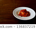 Tagliatelle with bolognese on the table background 136837219