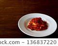 Tagliatelle with bolognese on the table background 136837220