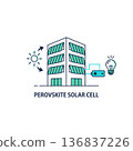 Perovskite solar cell building installation image Renewable energy illustration 136837226