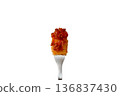 Tagliatelle with Bolognese wrapped with a fork on a white background 136837430