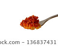Tagliatelle with Bolognese wrapped with a fork on a white background 136837431