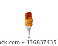 Tagliatelle with Bolognese wrapped with a fork on a white background 136837435