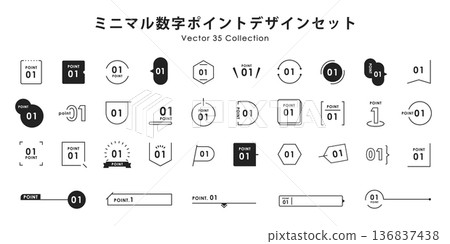 Number Point Headline Set Monochrome Design | Vector 136837438