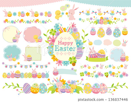 Cute easter illustration set Cute easter illustration set 136837446