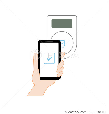 Color illustration of contactless payment on smartphone and cash register terminal Color illustration of contactless payment on smartphone and cash register terminal 136838013