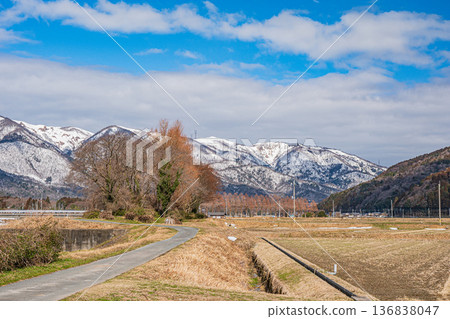 Early spring rural scenery along the Chiuchi River, Makino Town, Takashima City, Shiga Prefecture Early spring rural scenery along the Chiuchi River, Makino Town, Takashima City, Shiga Prefecture 136838047