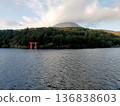 Torii gate at Lake Ashi and Mt. Komagatake 136838603