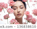 Beauty image of rose flowers and women (skin care, body care, beauty salon) 136838610