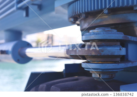 Close Up Industrial Marine Mechanical Coupling Close Up Industrial Marine Mechanical Coupling 136838742