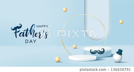 Blue product display platform, father's festival wide sea news wide publicity announcement volume material sheet 136838791