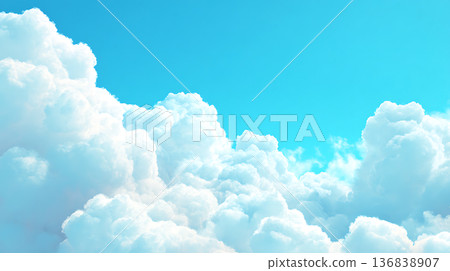 清新的春日藍天下，朵朵白雲飄蕩其間。 136838907