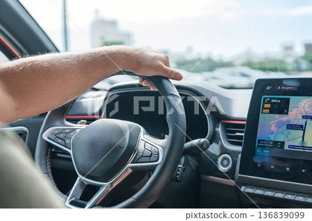 Driver s Perspective Navigating the Open Road with Modern Car Technology and Precise Control Driver s Perspective Navigating the Open Road with Modern Car Technology and Precise Control 136839099