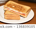 Melty ham and cheese hot sandwich plate 136839105