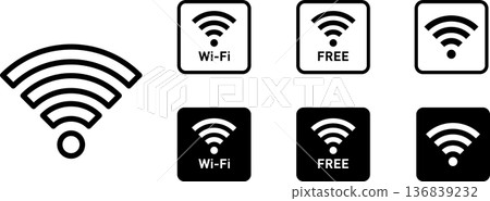 Wi-Fi 無線電波天線標誌圖示方塊 136839232