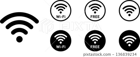 Wi-Fi 無線電波天線標誌圖示（圓角圓圈） 136839234