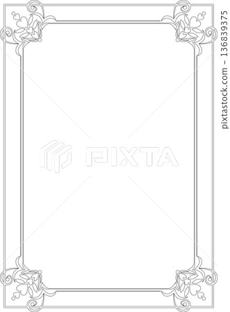 Vintage calligraphy style frame material 254 <decorative border, decorative frame, heart, line drawing, black and white> Vintage calligraphy style frame material 254 <decorative border, decorative frame, heart, line drawing, black and white> 136839375