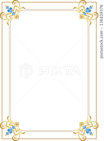Vintage calligraphy style frame material 253 <Decorative borders, decorative frames, hearts> 136839376