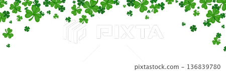 St Patrick's border frame with shamrock clover leaves for Irish holiday, vector background. Lucky trefoil and four leaf clovers and shamrocks splash for decoration frame on Saint Patric Day greeting St Patrick's border frame with shamrock clover leaves for Irish holiday, vector background. Lucky trefoil and four leaf clovers and shamrocks splash for decoration frame on Saint Patric Day greeting 136839780