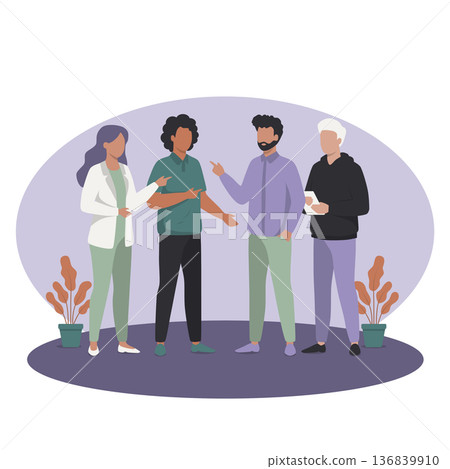 Diverse Business Colleagues Discussing Strategy and Planning Project Flat Vector Diverse Business Colleagues Discussing Strategy and Planning Project Flat Vector 136839910