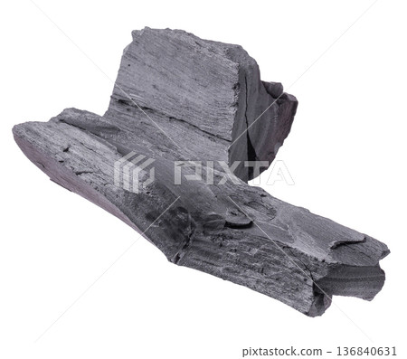 Natural wood charcoal Isolated on white background 136840631