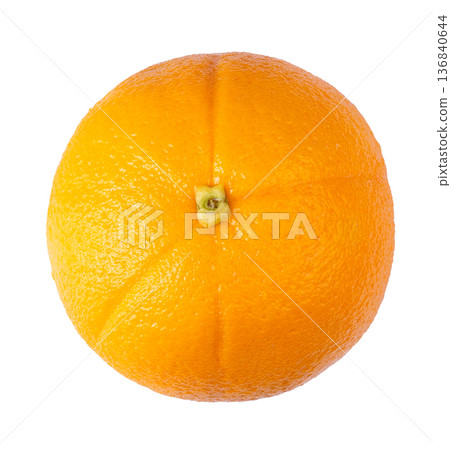 Orange fruit with orange slices and leaves isolated on white background 136840644