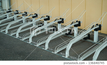 White Metal Bicycle Parking Space 136840745