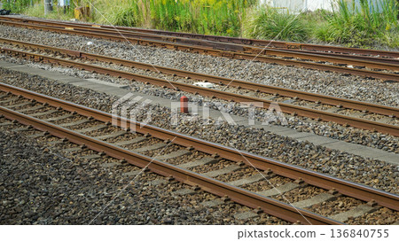 Outdoor Railway Tracks Connected to Japanese Subway 136840755