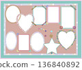Pastel color photo frame set | Heart, star, flower, oval 136840892