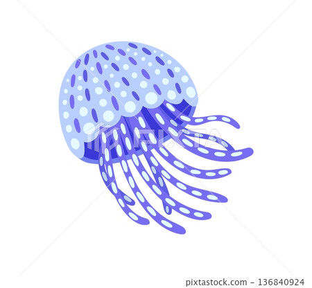 Purple jellyfish sea underwater aquatic animal cartoon. Marine wildlife isolated vector animal, sea underwater creature. Ocean water aquatic animal or coral reef aquatic purple jellyfish Purple jellyfish sea underwater aquatic animal cartoon. Marine wildlife isolated vector animal, sea underwater creature. Ocean water aquatic animal or coral reef aquatic purple jellyfish 136840924