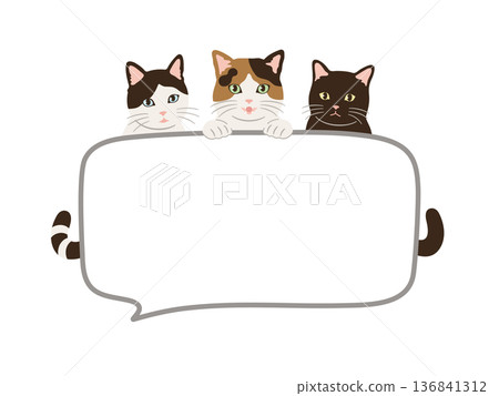 手繪可愛貓咪對話框插圖 136841312