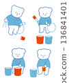 Illustration set of polar bears picking up and sorting trash Environmental protection SDGs 136841401