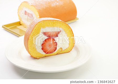Strawberry roll cake Strawberry roll cake 136841627