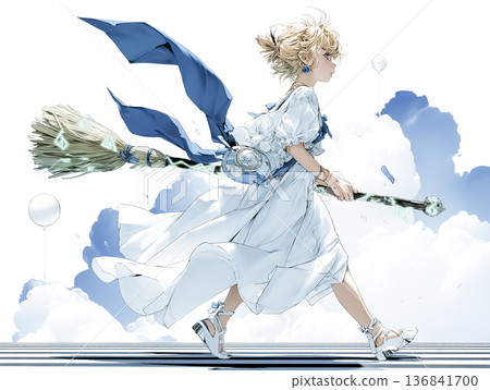 Witch crossing the street | Image material where city and fantasy intersect 136841700