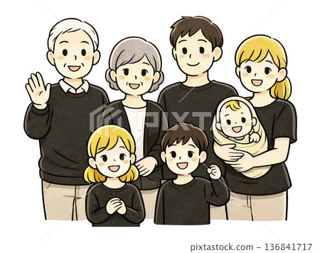 Young family illustration material Young family illustration material 136841717