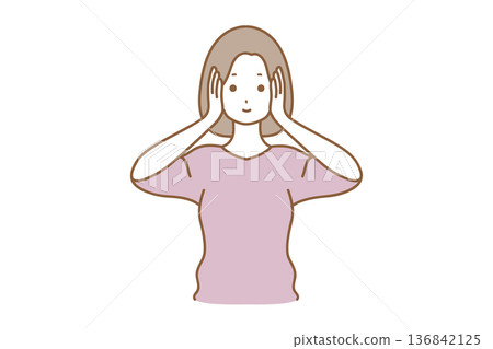 Woman hiding her ears 136842125