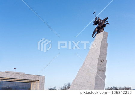 The Monument to Aikol Manas the Magnanimous located at Ala-Too Square. 136842233