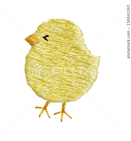 [Sideways chick] Hand embroidery illustration material 136842265