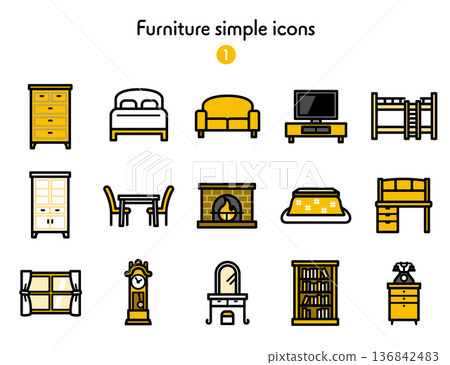 Simple Icon Collection Furniture 1 136842483