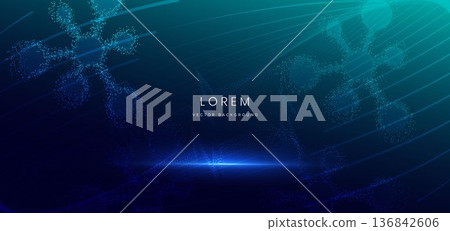 Particle futuristic molecules hi tech on dark blue background. Icon molecules concept. 136842606