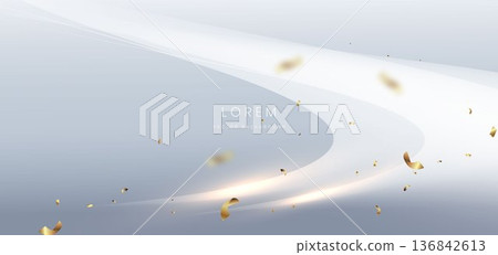 Abstract luxury white background with gold lighting and confetti effect sparkle. 136842613
