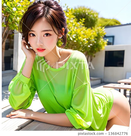 一位女士臉頰貼 136842776