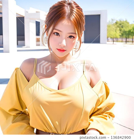 A young woman in a swimsuit posing 136842900