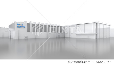 White data center building exterior isolated on white White data center building exterior isolated on white 136842932