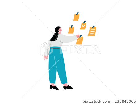 職業婦女正在核對清單 136843009