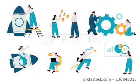 Business woman illustration set 136843013